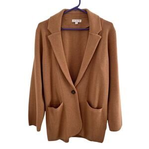 J. Crew Cecile Relaxed Sweater Blazer Sz Medium Tan Merino Wool Cardigan Office